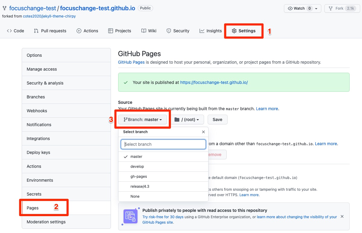 change gh-pages